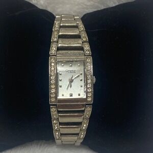 Caravelle by Bulova Womens Watch Silver Tone Crystal Accents New Battery 12-1-25